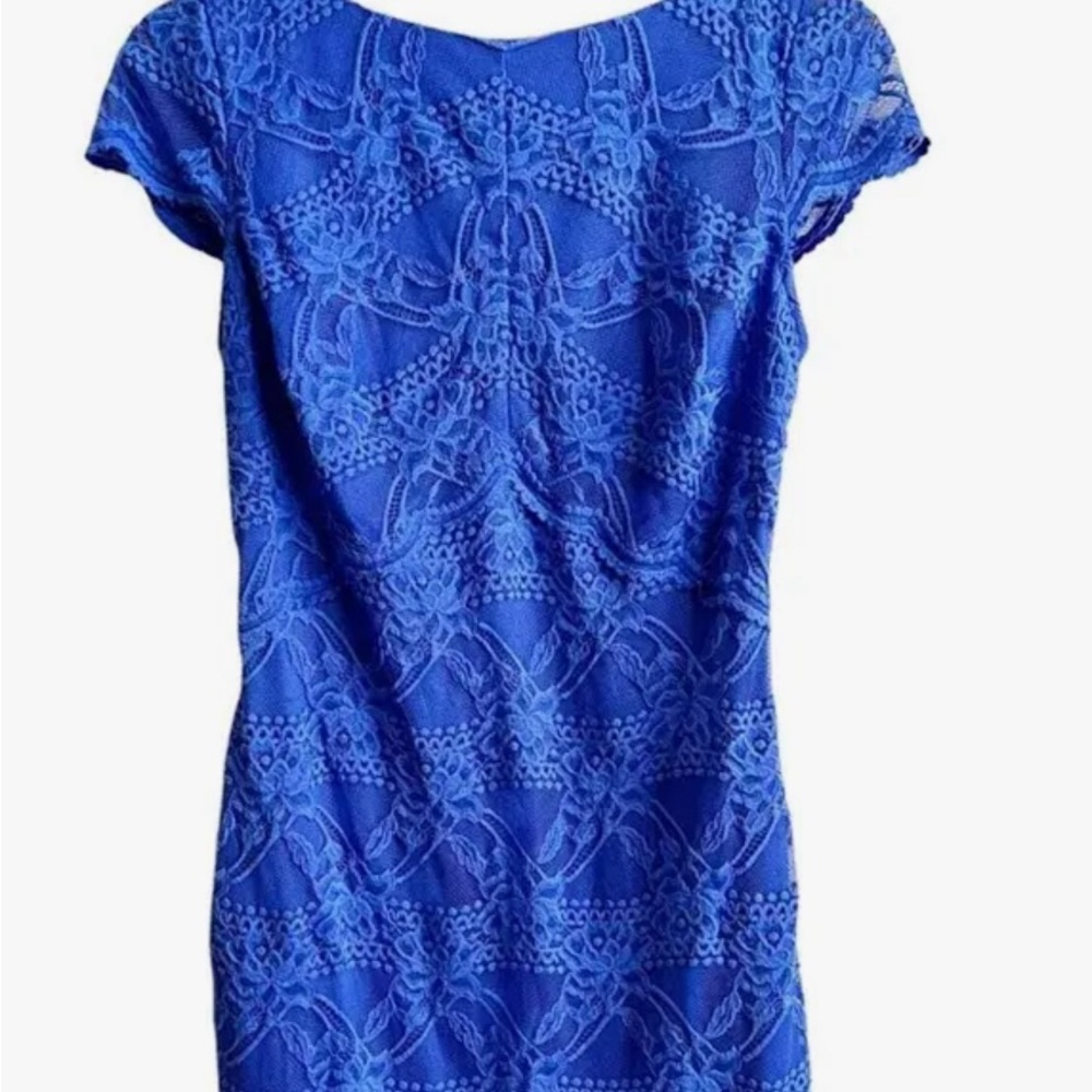 Bebe Blue Lace Cut Out Back Dress Size XS